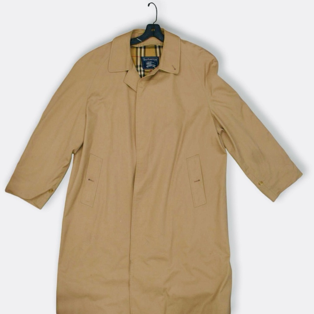 IMMACULATE BURBERRYS BEIGE LONG SLEEVE POCKETS CLASSIC MENS OVERCOAT SIZE 44